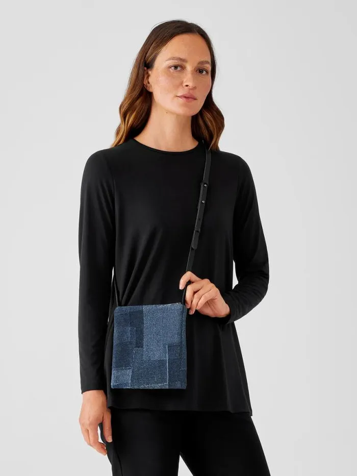 Shop Eileen Fisher Accessories Waste No More Denim Crossbody Bag Indigo