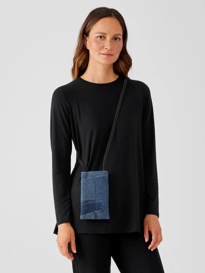 Shop Eileen Fisher Accessories Waste No More Denim Phone Pouch Indigo