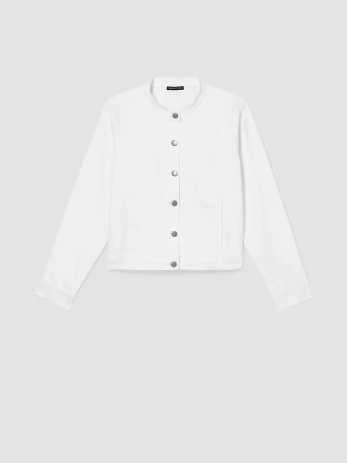 Shop Eileen Fisher Denim Organic Cotton Denim Stand Collar Jacket White
