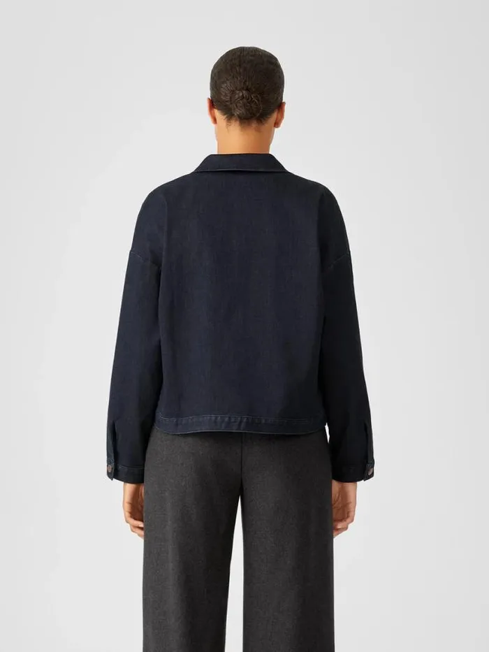 Shop Eileen Fisher Denim Organic Cotton Stretch Denim Jacket Utility Blue