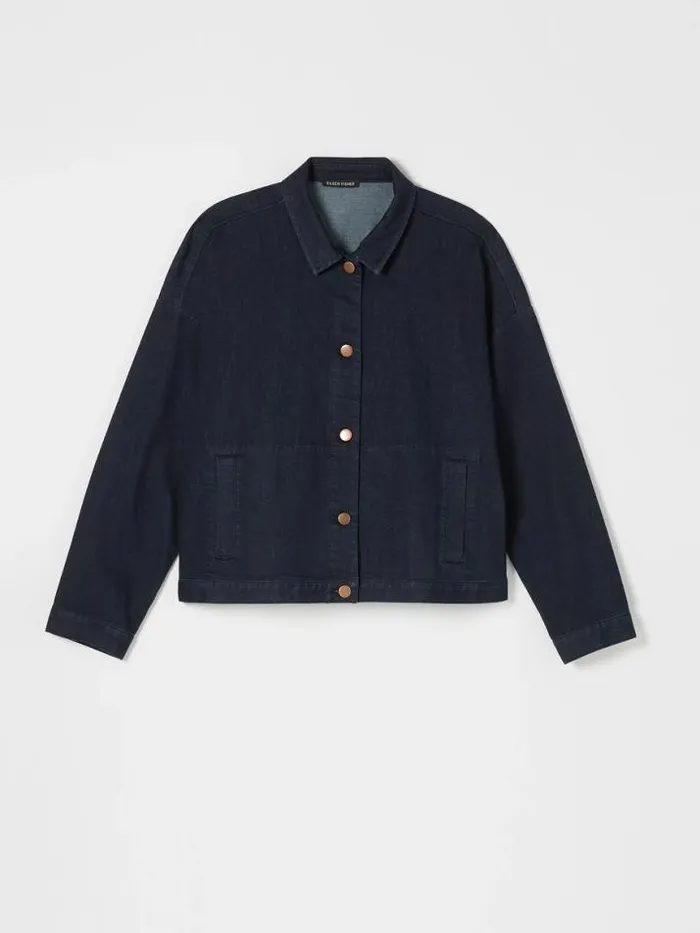 Shop Eileen Fisher Denim Organic Cotton Stretch Denim Jacket Utility Blue