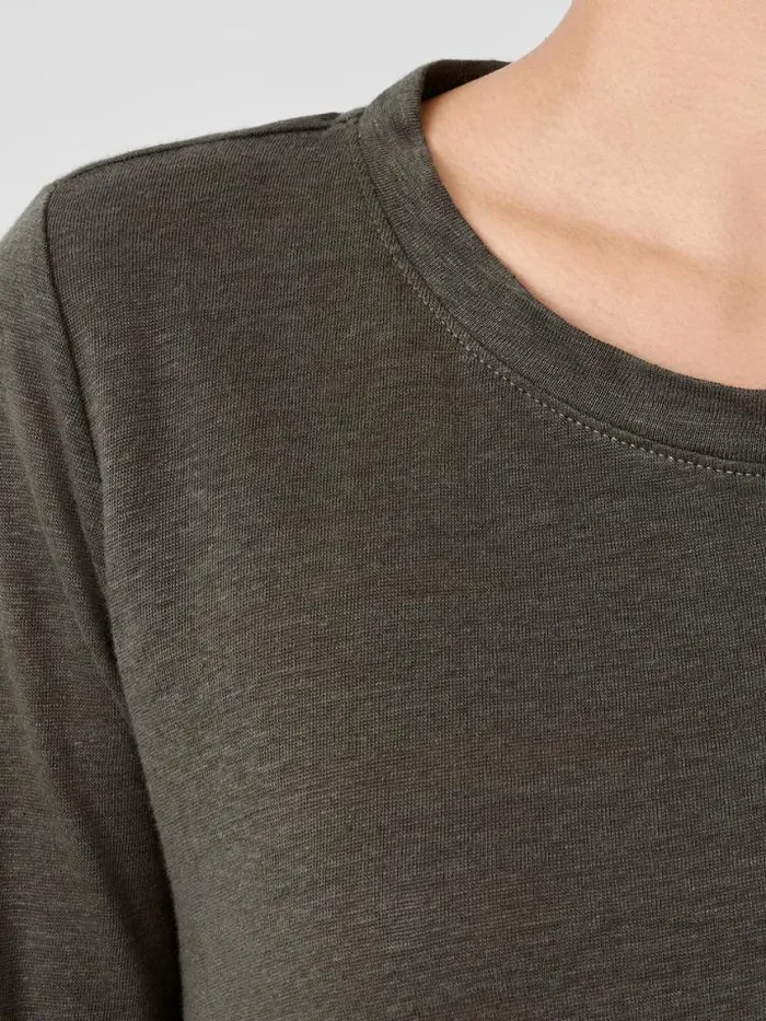 Shop Eileen Fisher Denim Organic Linen Jersey Crew Neck Top Grove