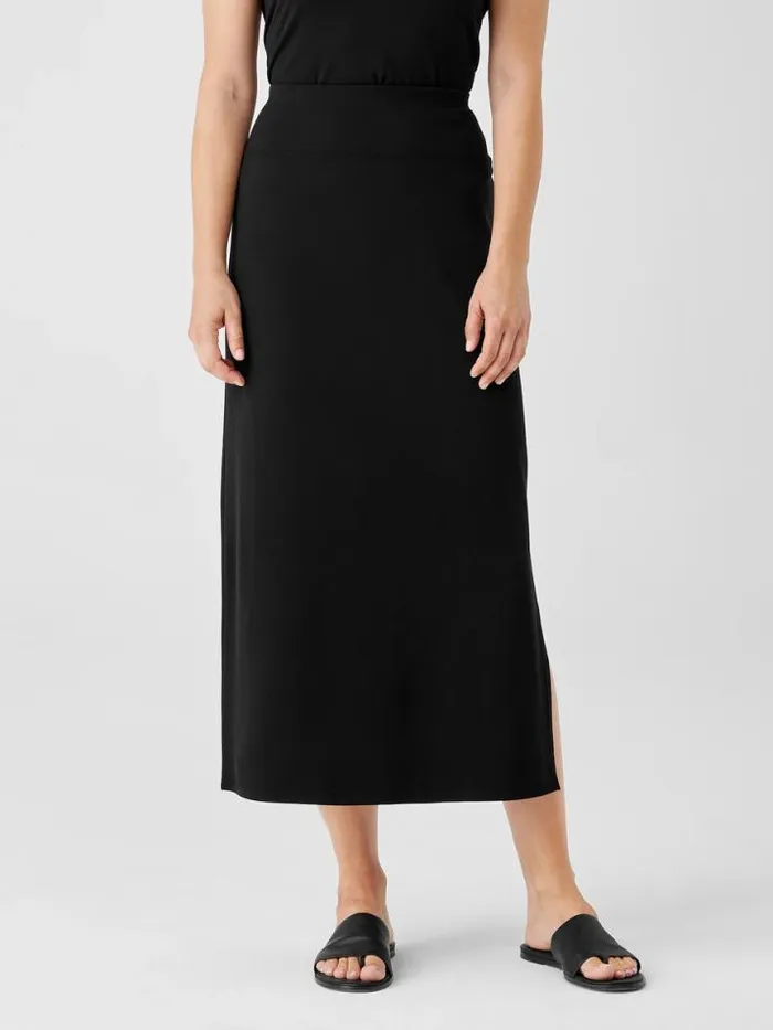 Shop Eileen Fisher Dresses and Skirts Stretch Jersey Knit Straight Skirt Black