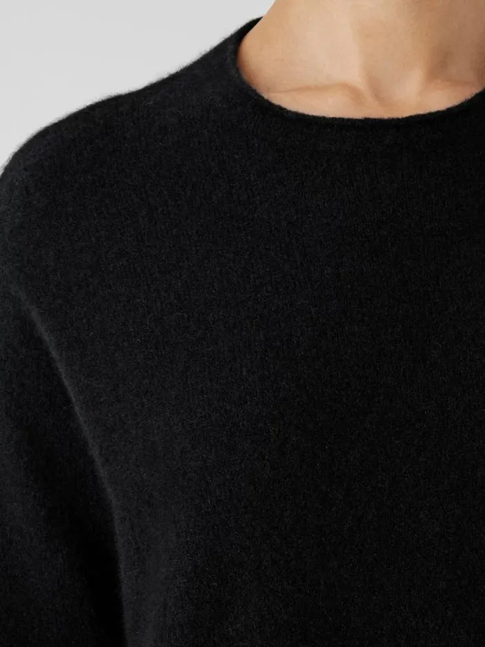 Shop Eileen Fisher Extended Sizing 1X3X Cashmere Silk Bliss Crew Neck Top Black