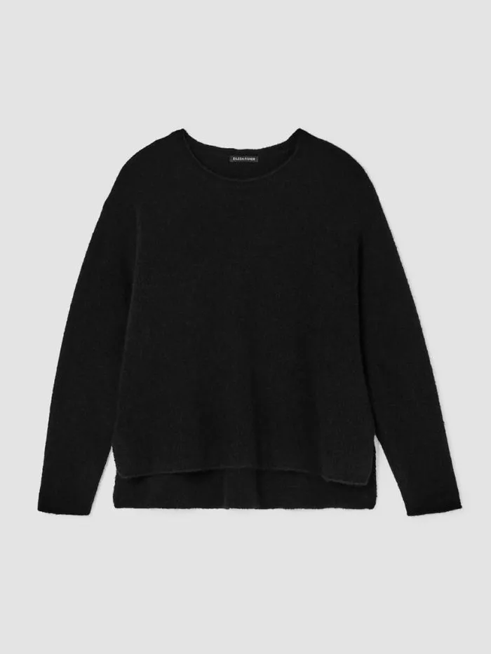 Shop Eileen Fisher Extended Sizing 1X3X Cashmere Silk Bliss Crew Neck Top Black