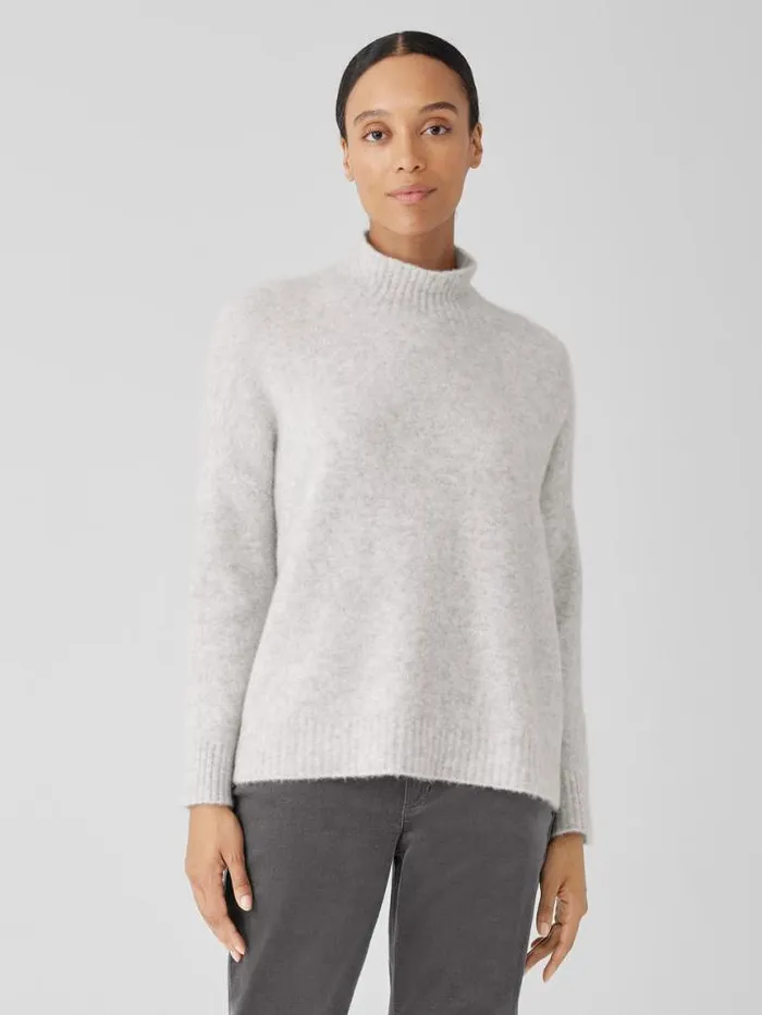 Shop Eileen Fisher Extended Sizing 1X3X Cashmere Silk Bliss Turtleneck BoxTop Pearl Shop Eileen Fisher Extended Sizing 1X3X Cashmere Silk Bliss Turtleneck BoxTop Pearl