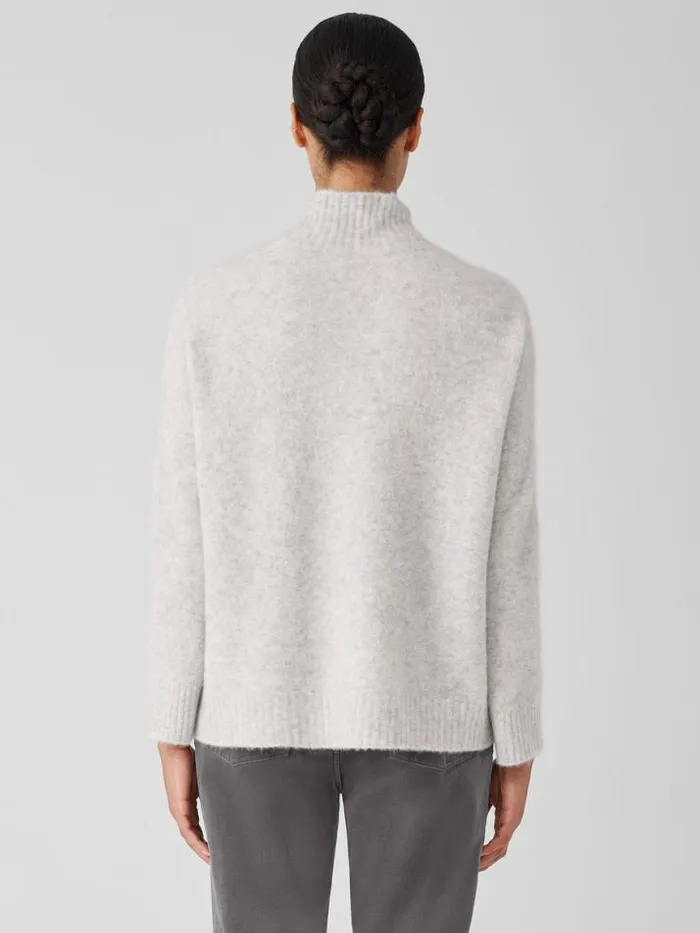 Shop Eileen Fisher Extended Sizing 1X3X Cashmere Silk Bliss Turtleneck BoxTop Pearl
