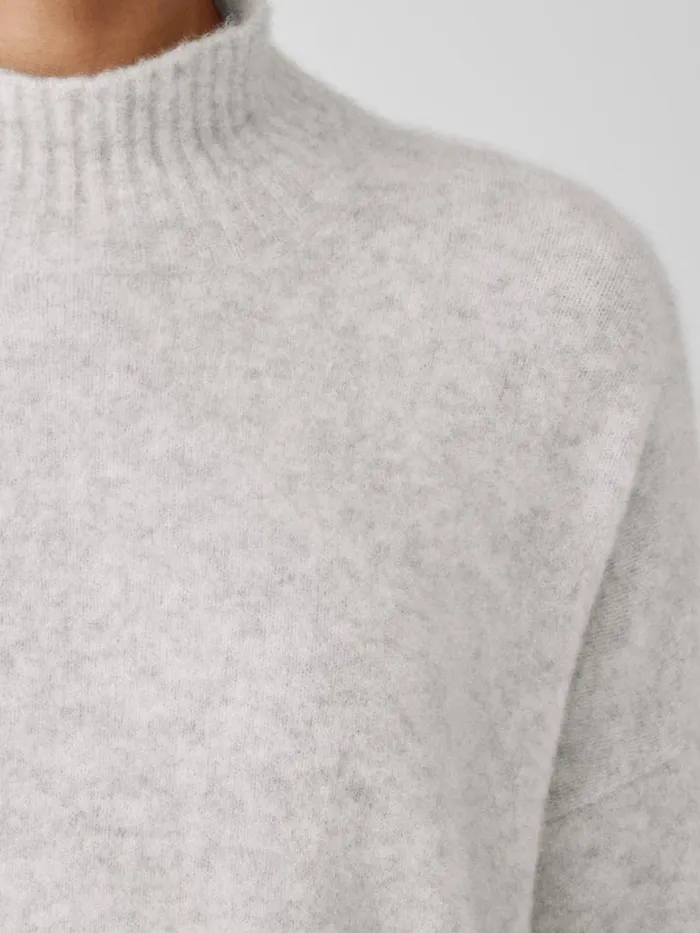 Shop Eileen Fisher Extended Sizing 1X3X Cashmere Silk Bliss Turtleneck BoxTop Pearl