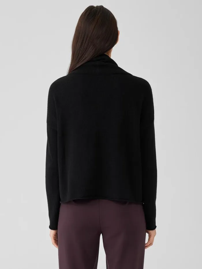 Shop Eileen Fisher Extended Sizing 1X3X Cotton And Recycled Cashmere Turtleneck BoxTop Black