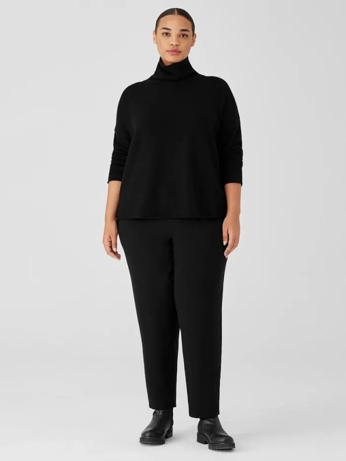 Shop Eileen Fisher Extended Sizing 1X3X Cotton And Recycled Cashmere Turtleneck BoxTop Black