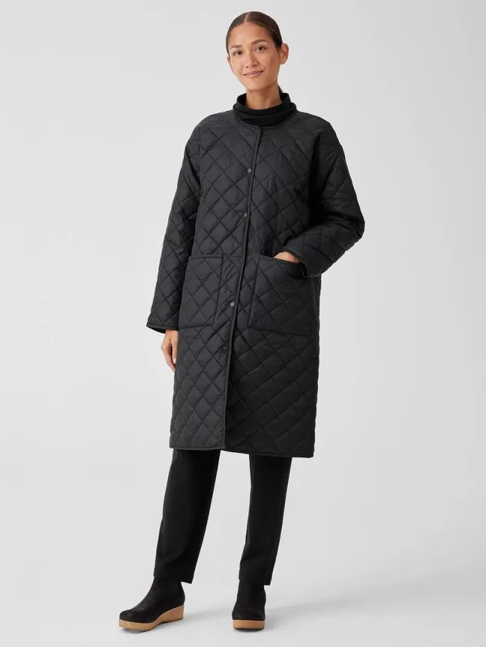 Shop Eileen Fisher Extended Sizing 1X3X Eggshell Recycled Nylon Reversible Coat Black