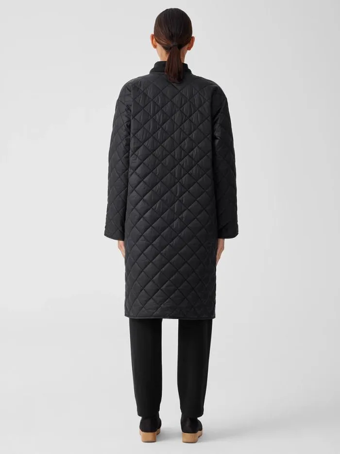 Shop Eileen Fisher Extended Sizing 1X3X Eggshell Recycled Nylon Reversible Coat Black