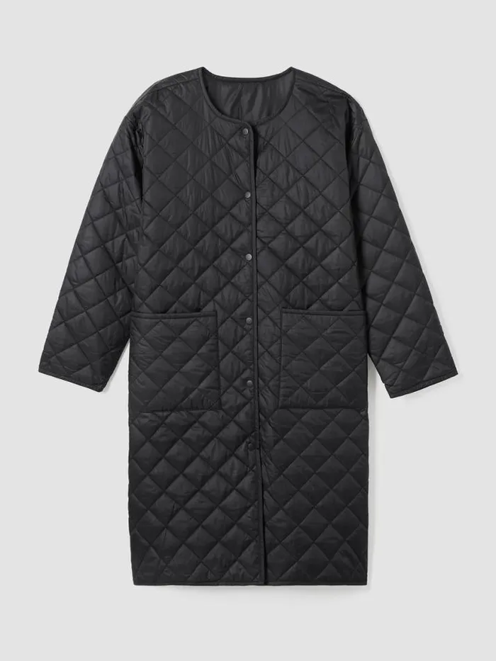 Shop Eileen Fisher Extended Sizing 1X3X Eggshell Recycled Nylon Reversible Coat Black