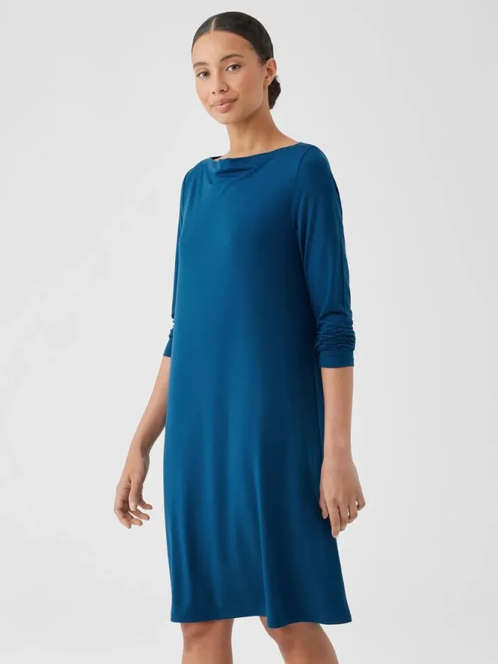 Shop Eileen Fisher Extended Sizing 1X3X Fine Jersey Cowl Neck Dress Atlantis