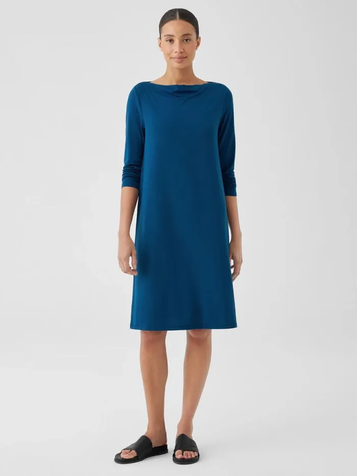Shop Eileen Fisher Extended Sizing 1X3X Fine Jersey Cowl Neck Dress Atlantis