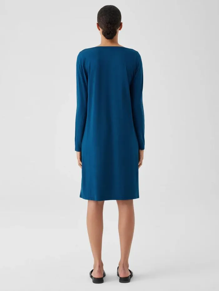 Shop Eileen Fisher Extended Sizing 1X3X Fine Jersey Cowl Neck Dress Atlantis