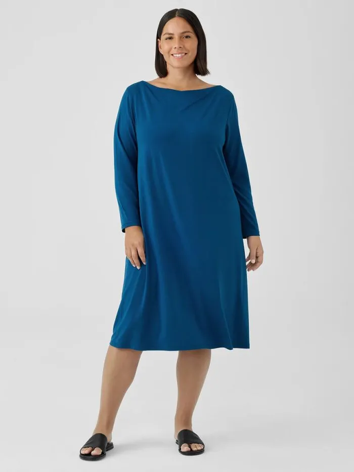 Shop Eileen Fisher Extended Sizing 1X3X Fine Jersey Cowl Neck Dress Atlantis