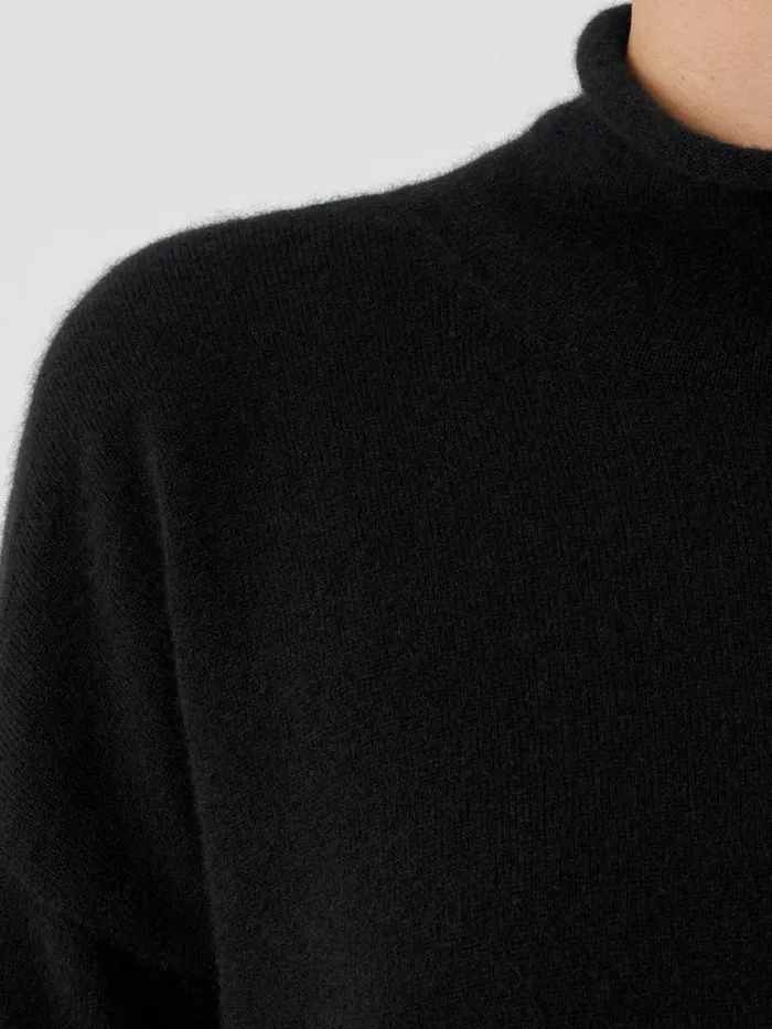 Shop Eileen Fisher Extended Sizing 1X3X Italian Cashmere Turtleneck Top Black