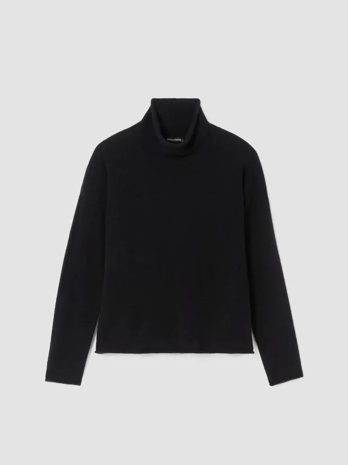Shop Eileen Fisher Extended Sizing 1X3X Italian Cashmere Turtleneck Top Black