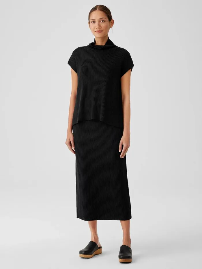 Shop Eileen Fisher Extended Sizing 1X3X Merino Turtleneck Top In Regenerative Wool Black