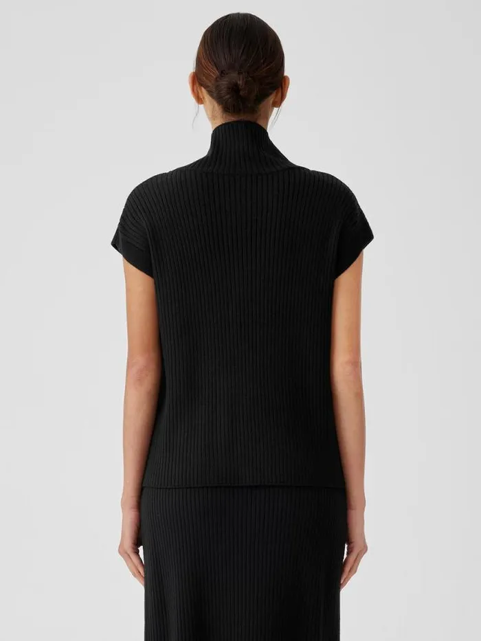 Shop Eileen Fisher Extended Sizing 1X3X Merino Turtleneck Top In Regenerative Wool Black