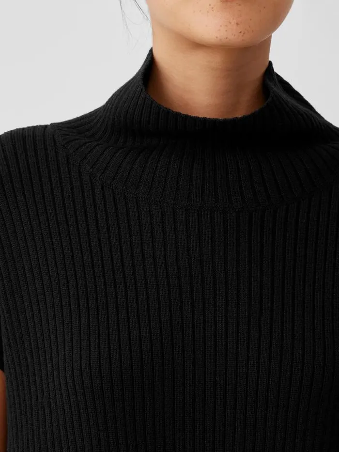 Shop Eileen Fisher Extended Sizing 1X3X Merino Turtleneck Top In Regenerative Wool Black