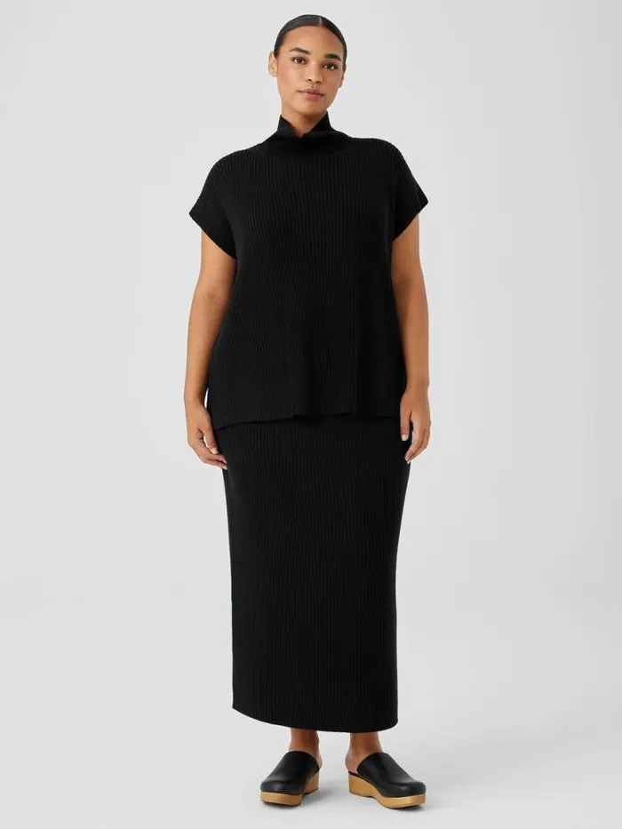 Shop Eileen Fisher Extended Sizing 1X3X Merino Turtleneck Top In Regenerative Wool Black
