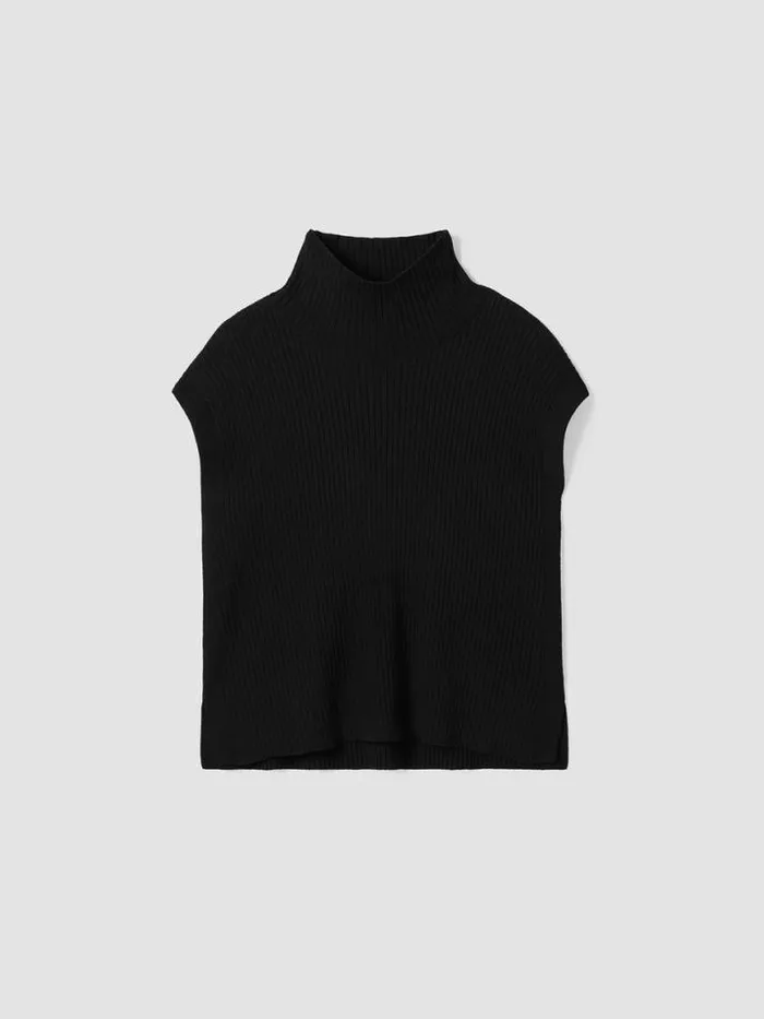 Shop Eileen Fisher Extended Sizing 1X3X Merino Turtleneck Top In Regenerative Wool Black