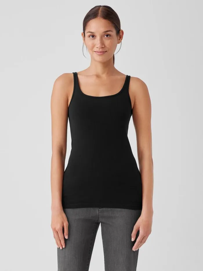 Shop Eileen Fisher Extended Sizing 1X3X Organic Cotton Baby Rib Tank Black