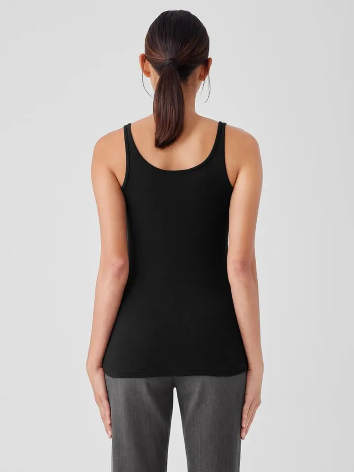 Shop Eileen Fisher Extended Sizing 1X3X Organic Cotton Baby Rib Tank Black