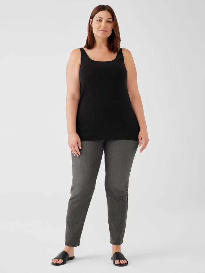 Shop Eileen Fisher Extended Sizing 1X3X Organic Cotton Baby Rib Tank Black