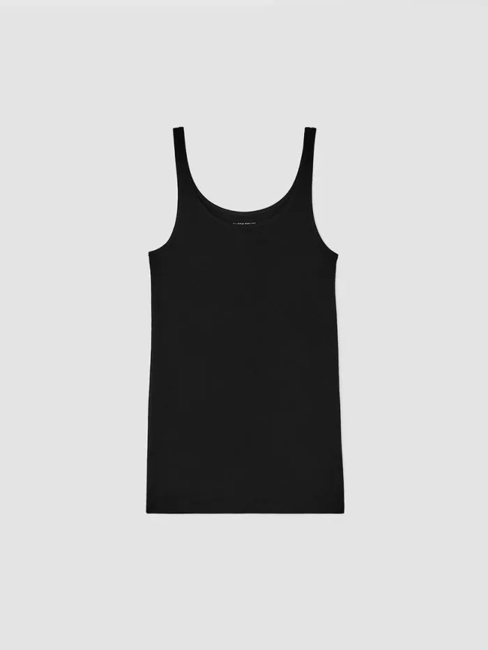 Shop Eileen Fisher Extended Sizing 1X3X Organic Cotton Baby Rib Tank Black