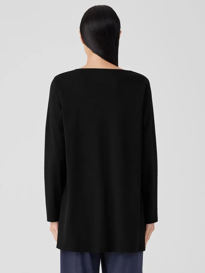 Shop Eileen Fisher Extended Sizing 1X3X Organic Cotton Interlock Long Sleep Top Black