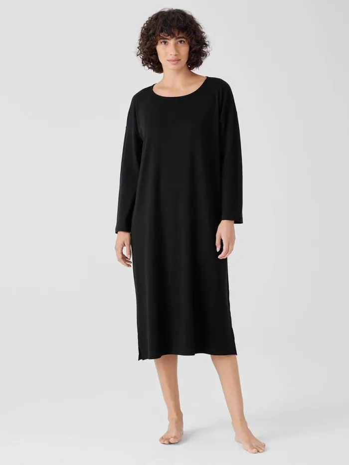Shop Eileen Fisher Extended Sizing 1X3X Organic Cotton Interlock Sleep Dress Black