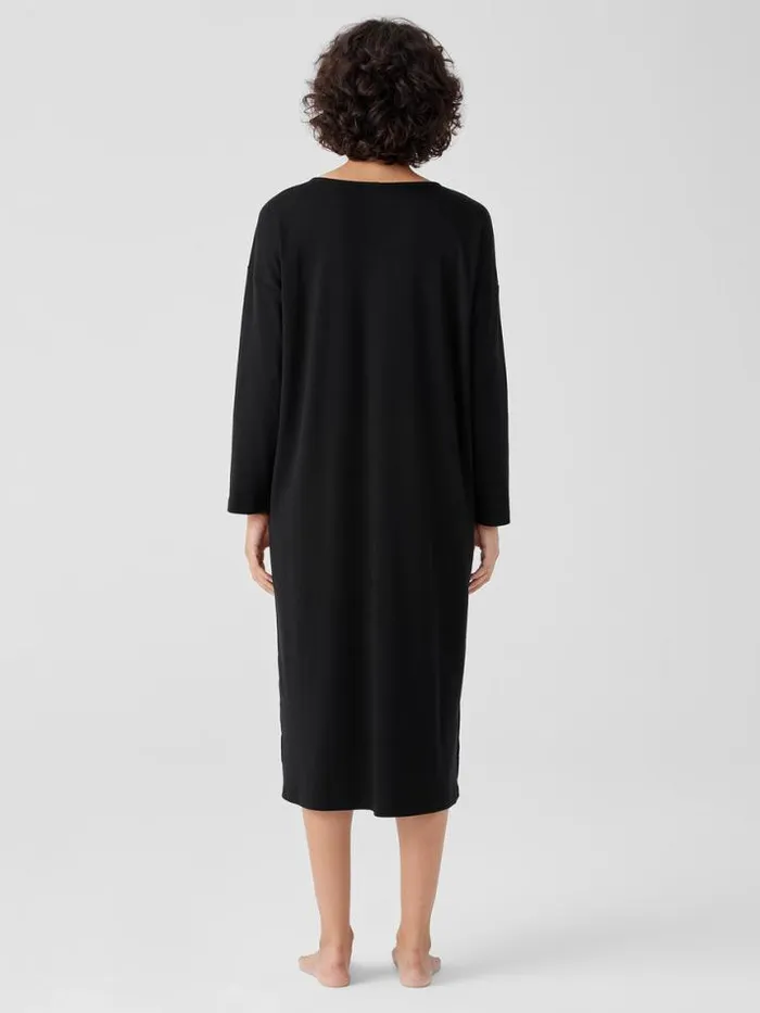 Shop Eileen Fisher Extended Sizing 1X3X Organic Cotton Interlock Sleep Dress Black
