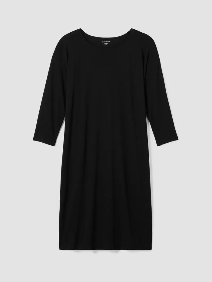 Shop Eileen Fisher Extended Sizing 1X3X Organic Cotton Interlock Sleep Dress Black