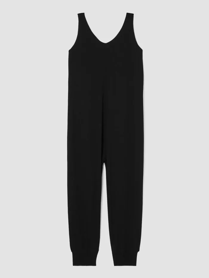 Shop Eileen Fisher Extended Sizing 1X3X Organic Cotton Interlock Sleep Jumpsuit Black