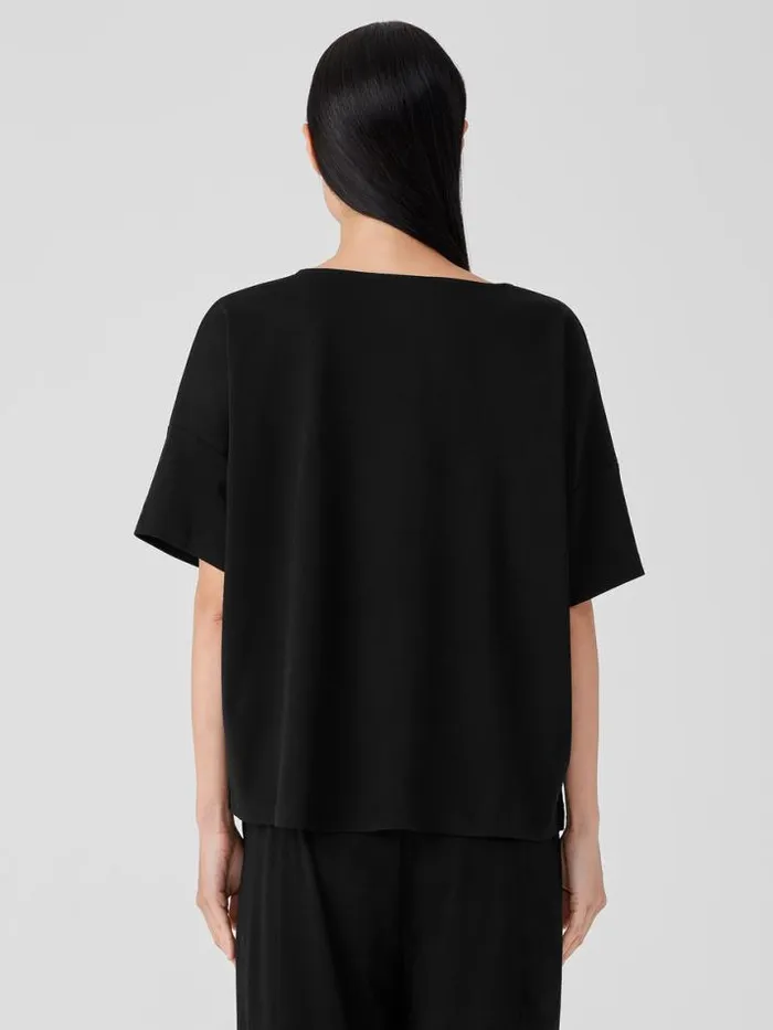 Shop Eileen Fisher Extended Sizing 1X3X Organic Cotton Interlock Sleep Tee Black