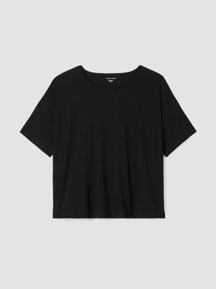 Shop Eileen Fisher Extended Sizing 1X3X Organic Cotton Interlock Sleep Tee Black