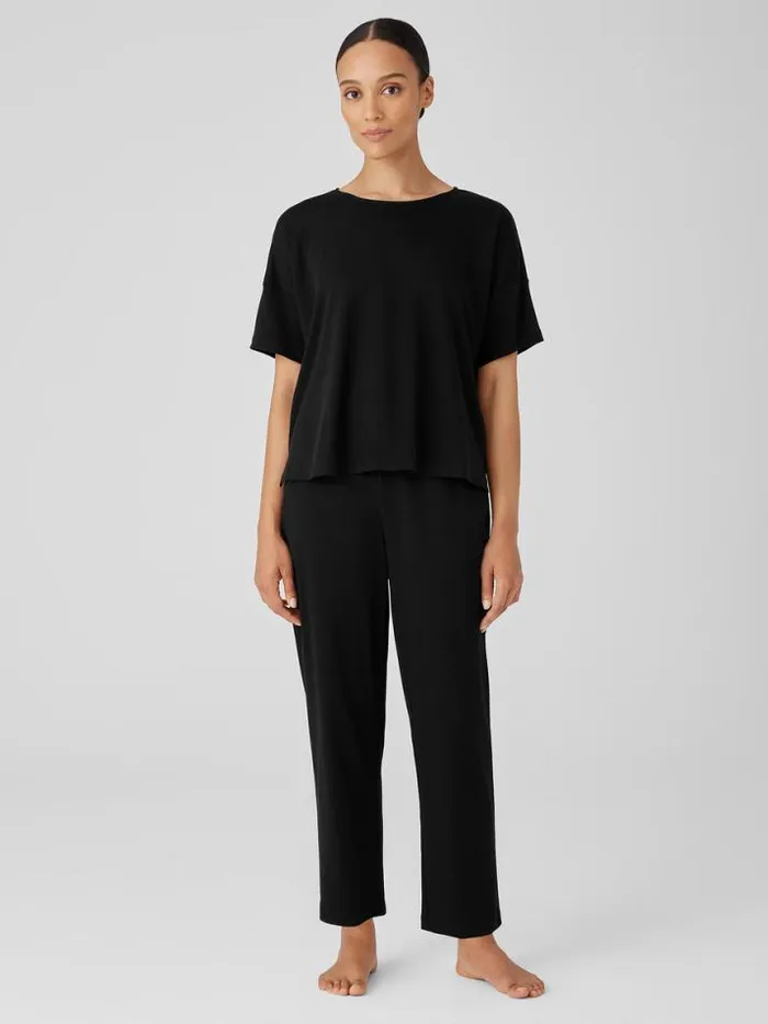 Shop Eileen Fisher Extended Sizing 1X3X Organic Cotton Interlock Slouchy Sleep Pant Black