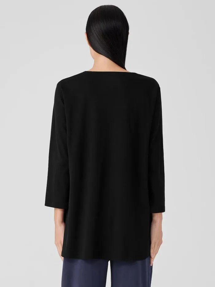 Shop Eileen Fisher Extended Sizing 1X3X Organic Cotton Interlock UNeck Sleep Top Black