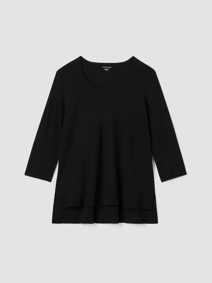 Shop Eileen Fisher Extended Sizing 1X3X Organic Cotton Interlock UNeck Sleep Top Black