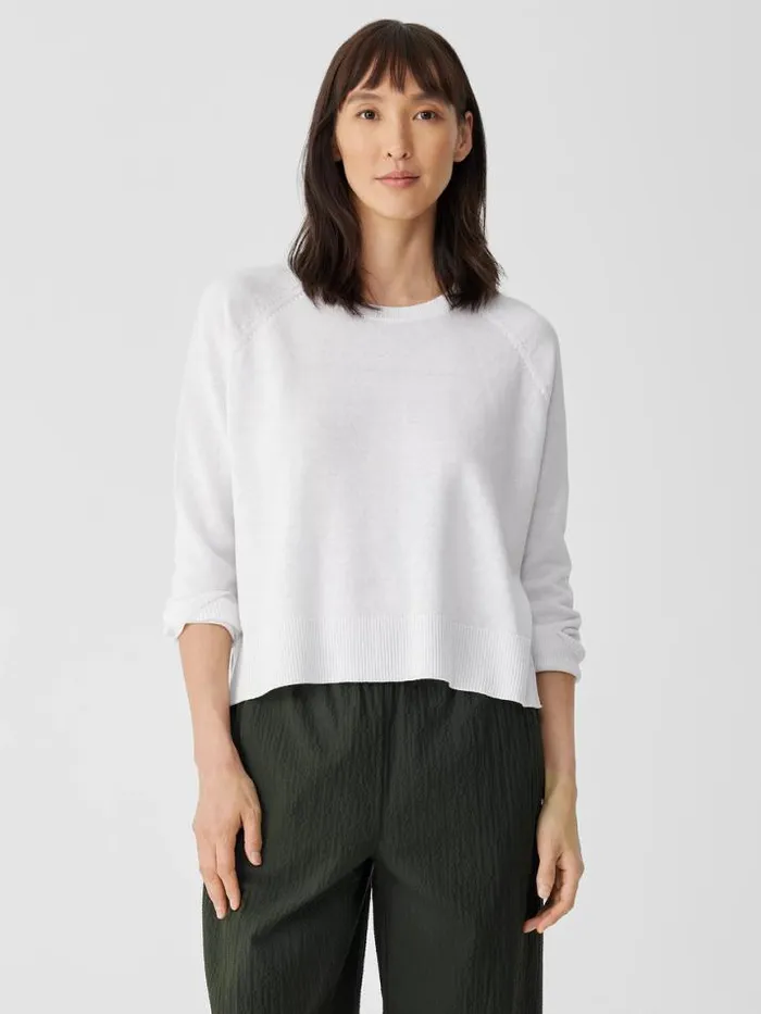 Shop Eileen Fisher Extended Sizing 1X3X Organic Linen Cotton RaglanSleeve Top White
