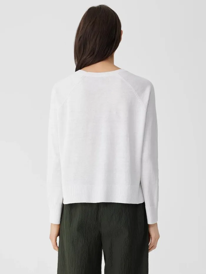 Shop Eileen Fisher Extended Sizing 1X3X Organic Linen Cotton RaglanSleeve Top White