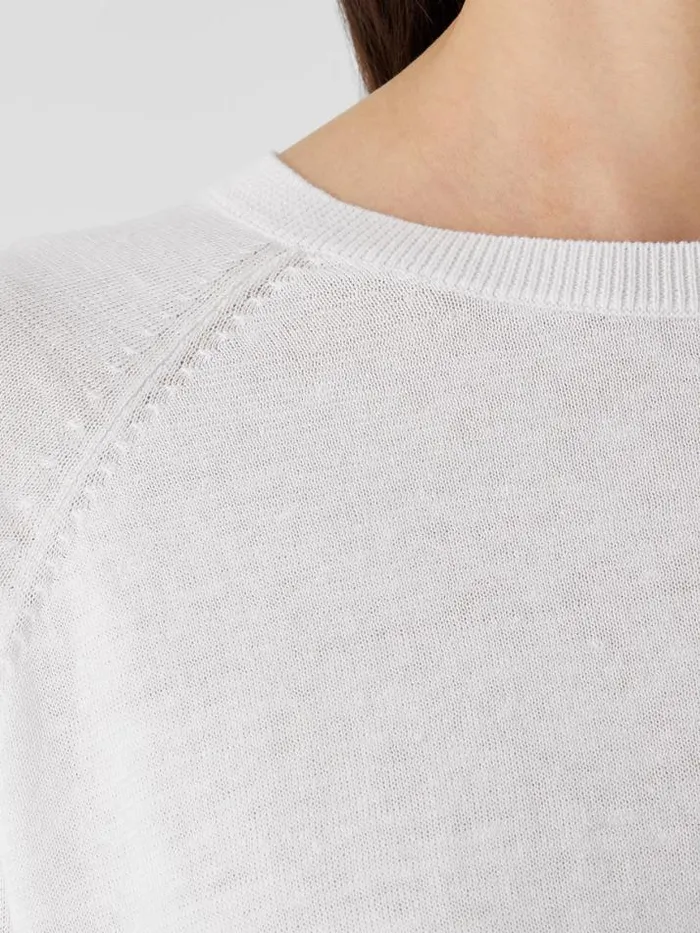 Shop Eileen Fisher Extended Sizing 1X3X Organic Linen Cotton RaglanSleeve Top White
