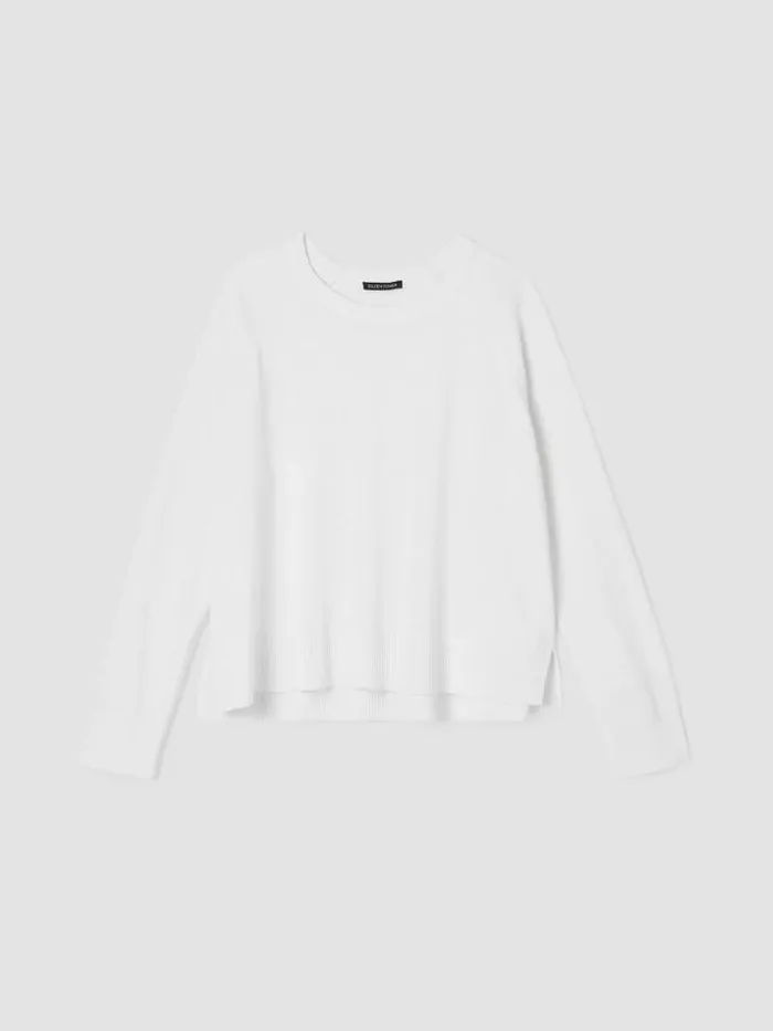 Shop Eileen Fisher Extended Sizing 1X3X Organic Linen Cotton RaglanSleeve Top White