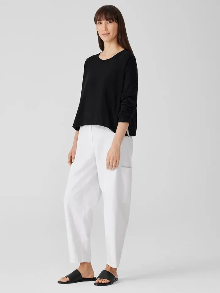 Shop Eileen Fisher Extended Sizing 1X3X Peruvian Organic Cotton Crepe Crew Neck Top Black