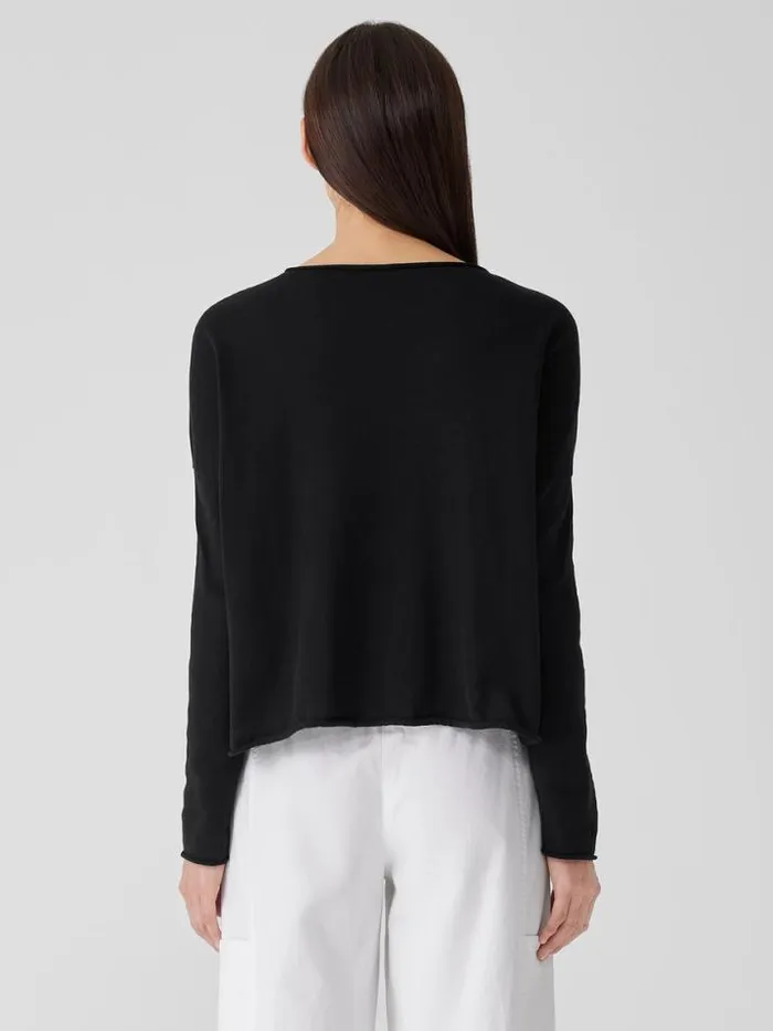Shop Eileen Fisher Extended Sizing 1X3X Peruvian Organic Cotton Crepe Crew Neck Top Black