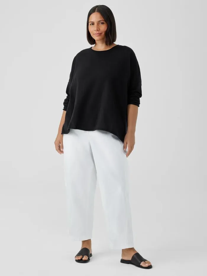 Shop Eileen Fisher Extended Sizing 1X3X Peruvian Organic Cotton Crepe Crew Neck Top Black