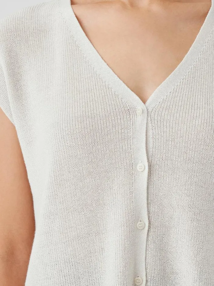 Shop Eileen Fisher Extended Sizing 1X3X Peruvian Organic Cotton Crepe Vest Bone